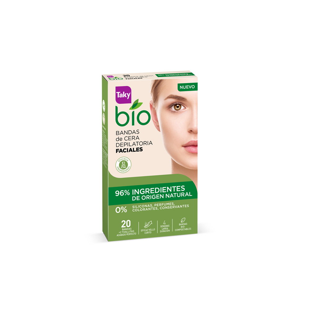 TAKY  BIO NATURAL 0% depilatory facial wax strips 20 units