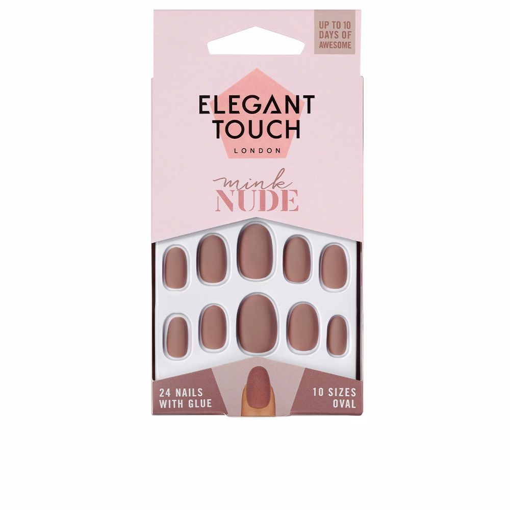 ELEGANT TOUCH  POLISHED COLOUR nails with glue oval #mink nude