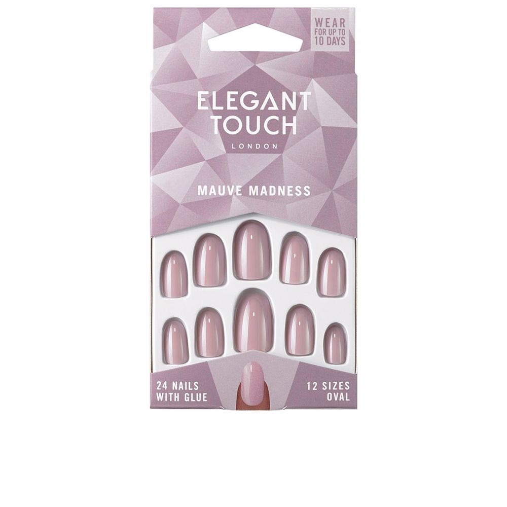 ELEGANT TOUCH  POLISHED COLOUR nails with glue oval #mave madness