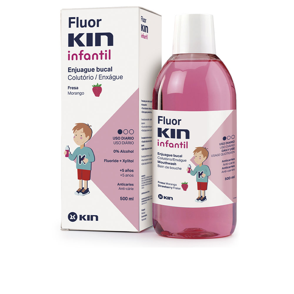 KIN  FLUORKIN INFANTIL anti-cavity mouthwash #strawberry 500 ml