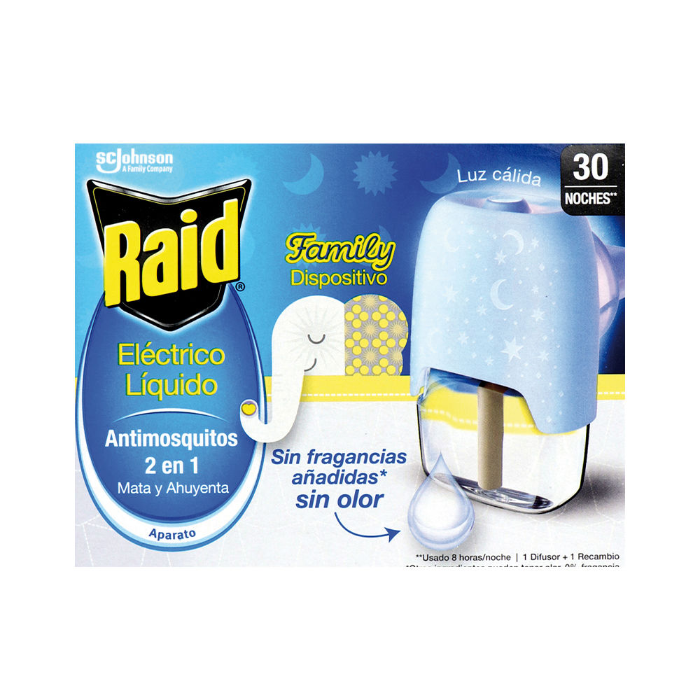 RAID  FAMILY ANTI-MOSQUITO device + refill 30 nights