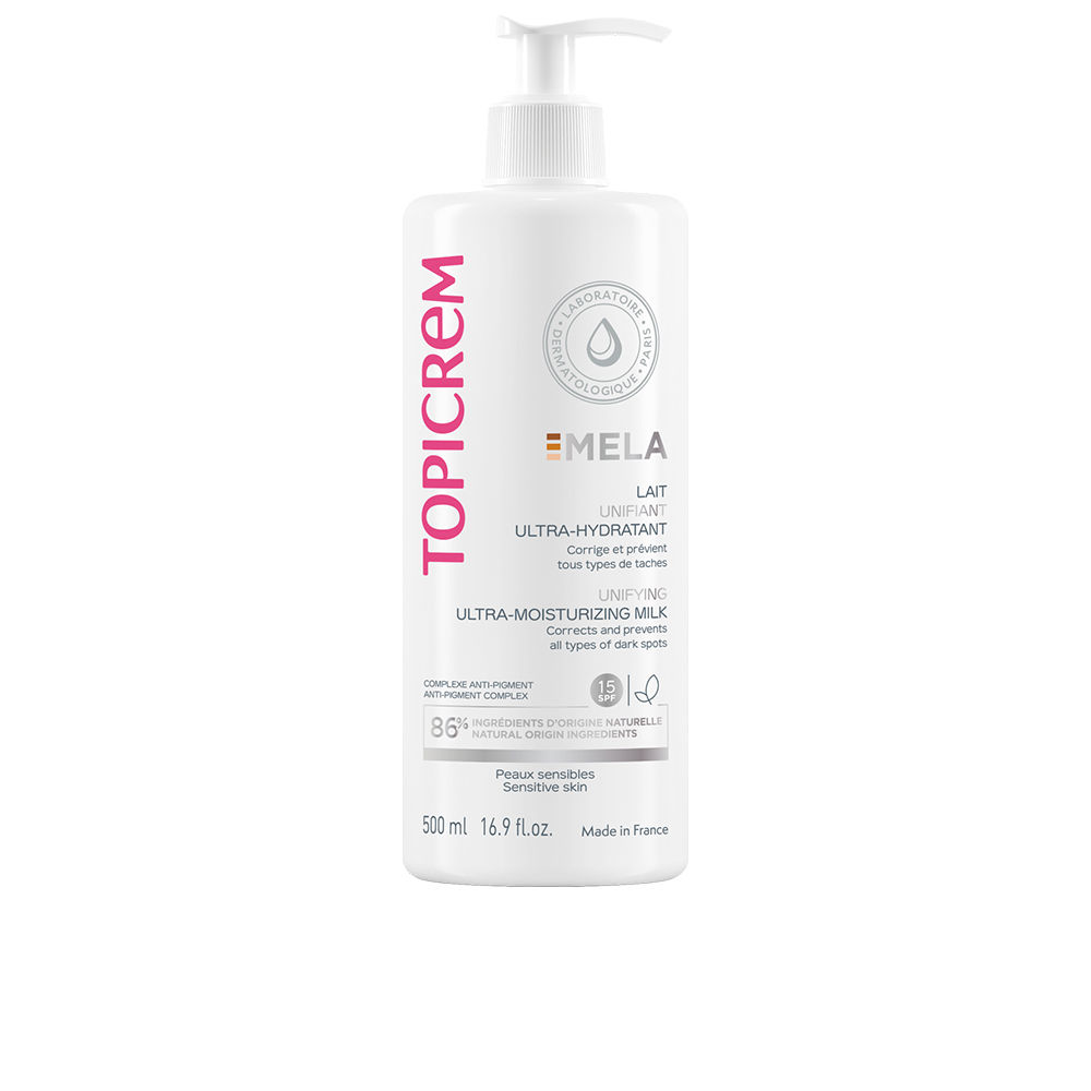 TOPICREM  MELA ultra-moisturizing unifying body milk SPF15+ 500 ml