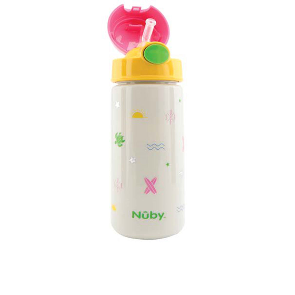 NÛBY  MUG with button and soft straw #surf pink 540 ml 1 u