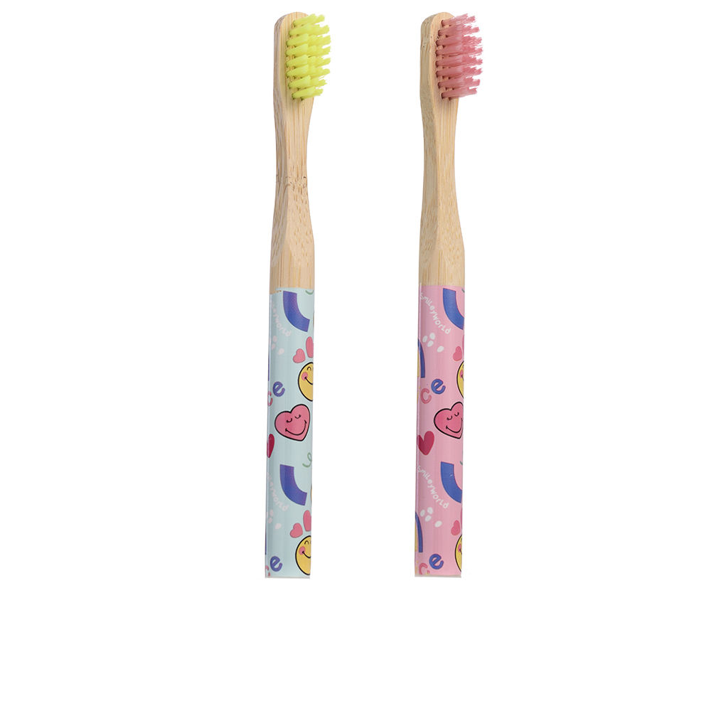 TAKE CARE  SMILEY WORD BAMBOO TOOTHBRUSH LOT 2 pz
