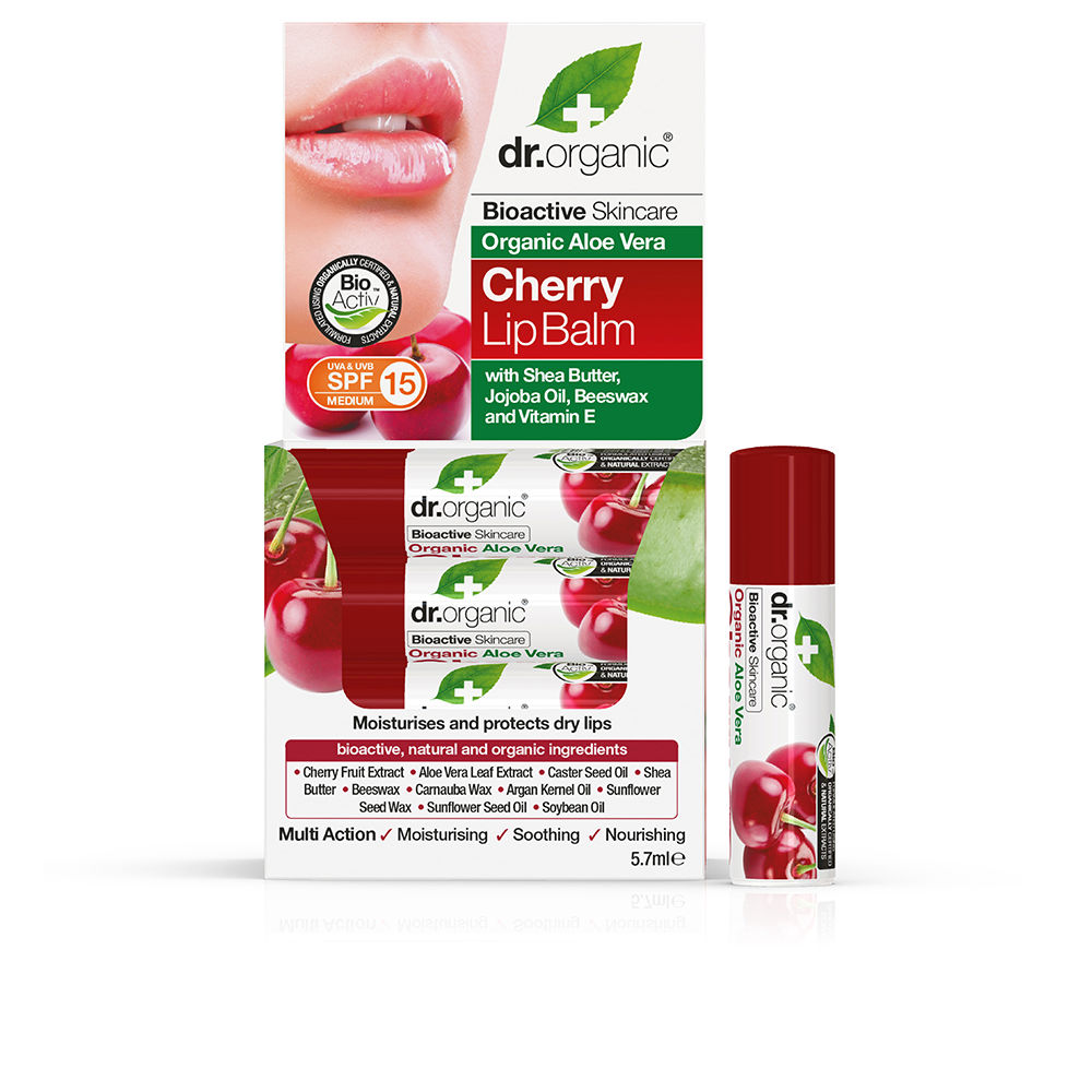 DR. ORGANIC  ALOE VERA AND CHERRY lip balm SPF15 5.7 gr